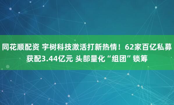 同花顺配资 宇树科技激活打新热情！62家百亿私募获配3.44亿元 头部量化“组团”锁筹